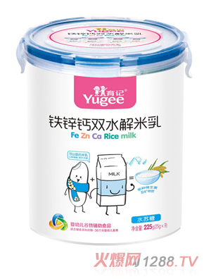 育記鐵鋅鈣雙水解米乳-水蘇糖225克樂扣裝